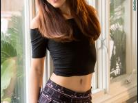 Asian model Melody Wylde gets completely naked afore a window - Photo #1