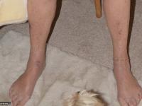 Blonde granny Sparkle stands bare naked after modelling lingerie - Photo #14