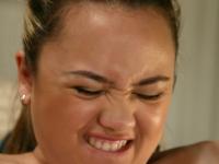 Horny Asian Mistress M getting her bald pussy demolished by a machine dildo - Photo #4