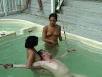 Petite Latina and a sweet Asian girl fuck several restrained sex slaves - Photo #18