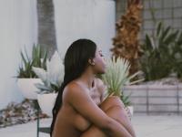 Beautiful black babe Selene teases with her big boobs while naked outdoors - Photo #20