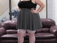 Amateur BBW Aleah Paris strips to her stockings & shows her huge curves - Photo #1