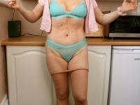 Mature blonde Melissa H strips naked & spreads her trimmed pussy up close - Photo #8