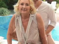 Busty granny Sila enjoys young stud cock and gets her face covered with cum - Photo #3