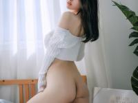 Raven-haired Asian doll shows her firm booty & grabs her big tits in a solo - Photo #3