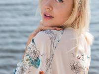 Blonde sweetie Camelia shows her fine body and poses in the sea - Photo #1