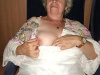 Far grandmother Caro flashes pubic hairs that escape her upskirt underwear - Photo #20