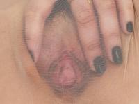 Asian babe Isabel Love spreads her trimmed pussy under her sheer pantyhose - Photo #15