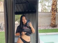 Solo model with long dark hair poses in outdoor swimwear and sexy lingerie - Photo #2