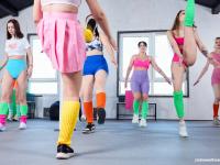 A group of white girls get naked while taking part in an aerobics class - Photo #2