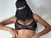Solo girl models non-nude in black lingerie and with a hijab - Photo #13