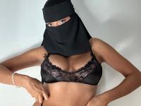 Solo girl models non-nude in black lingerie and with a hijab - Photo #18
