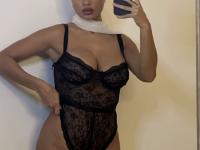 Solo girl models non-nude in black lingerie and with a hijab - Photo #19