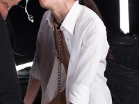 Nerdy Japanese slave girl gags on cock during a throat fucking - Photo #9
