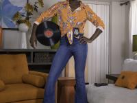 Ebony with an afro Ana Foxxx strips and flaunts her black butt in a solo - Photo #2