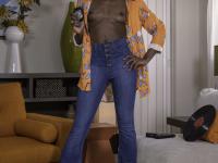 Ebony with an afro Ana Foxxx strips and flaunts her black butt in a solo - Photo #6