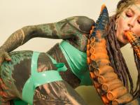 Body modifier Anuskatzz takes a big dildo to her filthy asshole - Photo #11