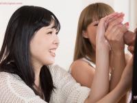 Japanese teenagers jerk off their stepfather with their clothes on - Photo #13