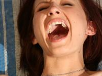 Skinny redhead Kyran masturbated with a glass dildo poolside in bikini panties - Photo #11