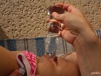 Skinny redhead Kyran masturbated with a glass dildo poolside in bikini panties - Photo #13