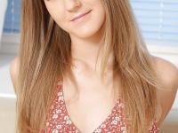 Skinny teen babe Malia stripping and stretching her holes with a dildo - Photo #1