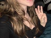Sweet teen with a gap in her front teeth shows her underwear on a bed - Photo #3