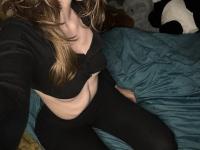 Sweet teen with a gap in her front teeth shows her underwear on a bed - Photo #10