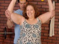Obese granny Cyn undresses after workout session to suck dick instead - Photo #2