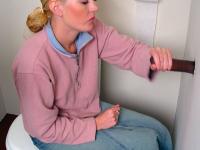 Horny white girl Jamie Woods sucks off a black cock via a gloryhole - Photo #13