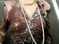 Clothed woman gets undressed as she starts getting doused in sperm - Photo #6