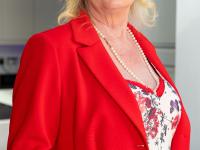 Naughty blonde granny Claire Knight shows her big ass wearing red panties - Photo #3