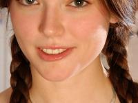Brunette teen Josie unveils her firm tits before spreading her beaver - Photo #1