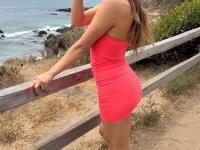 Naked girl with red fingernails gets into her car after being totally naked - Photo #17