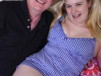 Chubby amateur in pigtails Mona B takes an old man's boner in her bedroom - Photo #5