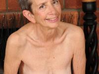 Skinny granny Cassie strips naked and spreads her hairy cunt up close - Photo #19