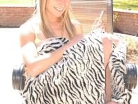 Blue eyed blonde Tyler Stevenz exposes her tiny tits during candid action - Photo #1