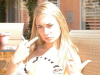 Blue eyed blonde Tyler Stevenz exposes her tiny tits during candid action - Photo #3