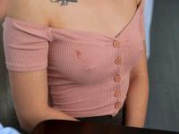 Sweet teens Haley Spades and Lulu Chu share a hard dick after lunch - Photo #2