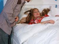 Dude plays with big natural boobs of sleeping MILF and makes her suck his cock - Photo #3