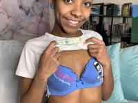 Skinny ebony babe flaunts her small breasts in a sexy bedroom striptease - Photo #3