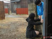 Japanese girl Mai Shimizu holds her hands out for jizz after sucking cock - Photo #2