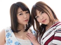 Cute Japanese lesbians undress while tongue kiss in a feverish manner - Photo #1