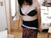 Chubby asian MILF Toshiko Shiraki getting naked and caressing herself - Photo #3