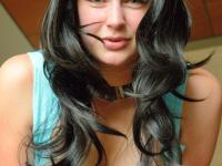 Blue-eyed brunette with big tits Danielle strips and plays with a golden dildo - Photo #8