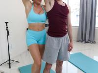 Hot MILF Cory Chase flashes her pussy while doing yoga with her stepson - Photo #7