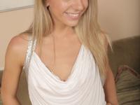 Petite blonde Kiara Knight takes a cumshot on her face in POV mode - Photo #1