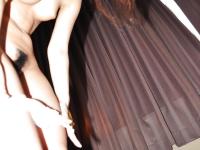 Sassy asian MILF Yoko Okada undressing and toying her hairy cunt - Photo #12