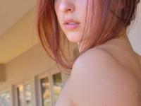 Fit redhead teen sheds man's underwear before toying twat outdoors - Photo #12