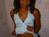Black chick Octavia gives a blowjob at a gloryhole and takes a facial - Photo #5