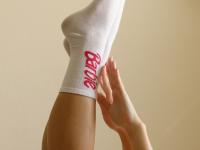 Amateur chick flashes her naked pussy and tits in white socks - Photo #12
